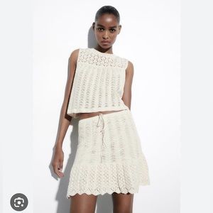 ZARA-POINTELLE KNIT MINI SKIRT (Size:Medium) tags removed, worn once